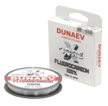 ЛЕСКА Fluorocarbon 30м, 0.128мм, 1.5 кг "Dunaev"