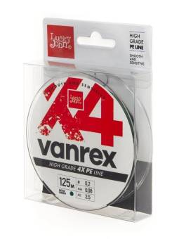 ЛЕСКА VANREX Х4 плетёная 125m, 0.08mm, 2.50kg тёмно-зел. Lucky John"