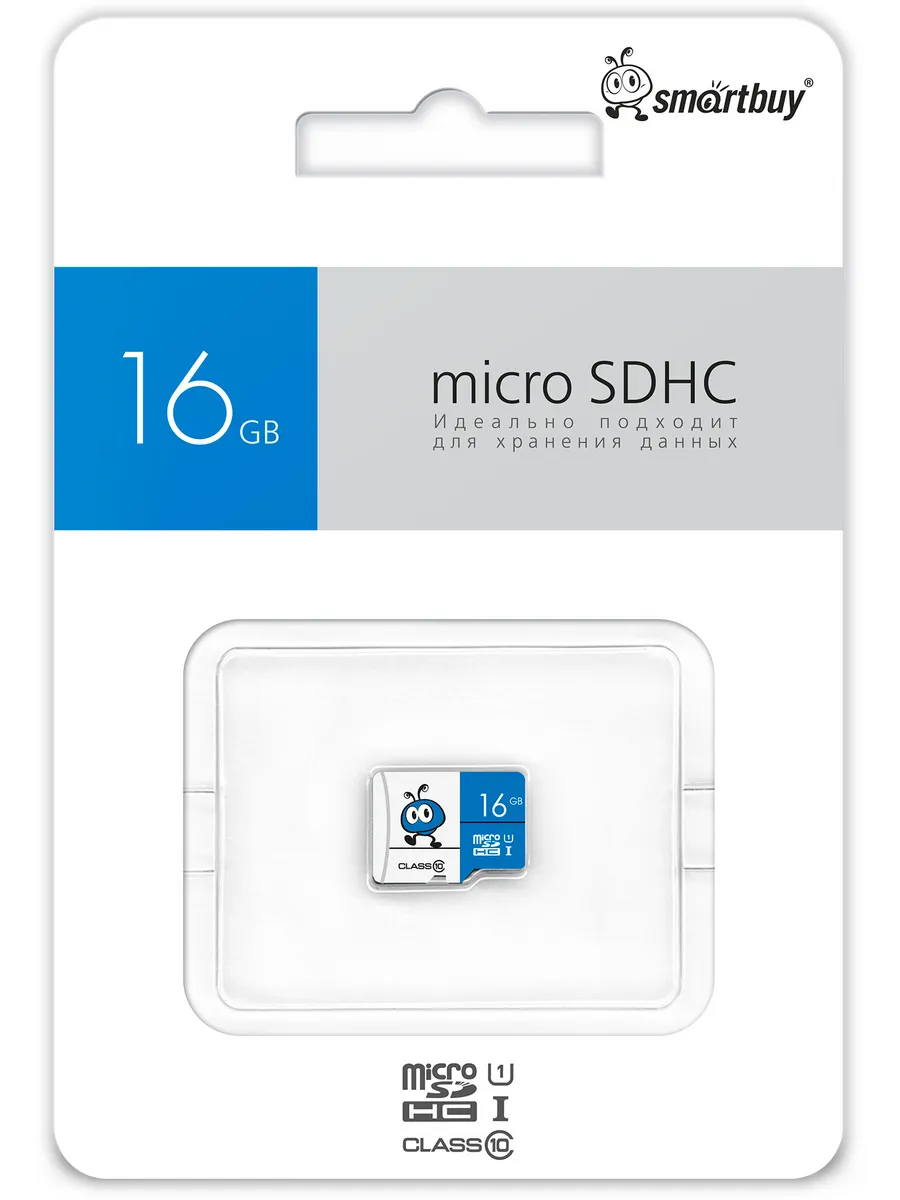 Карта памяти Micro-SD Smartbuy 16Gb class 10 (+SD адаптер)